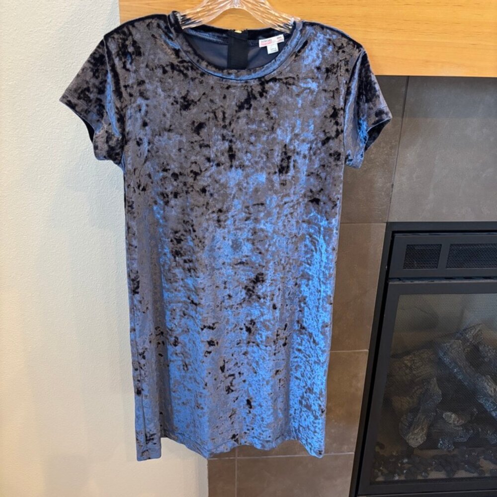 J.CREW  Crewcuts Cap Sleeve Dress in Stretch Velvet  Navy Sz 14 Style #J3872